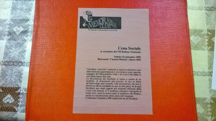 Coca Cola Memorab. Club 1995 Opera MI Cena Sociale